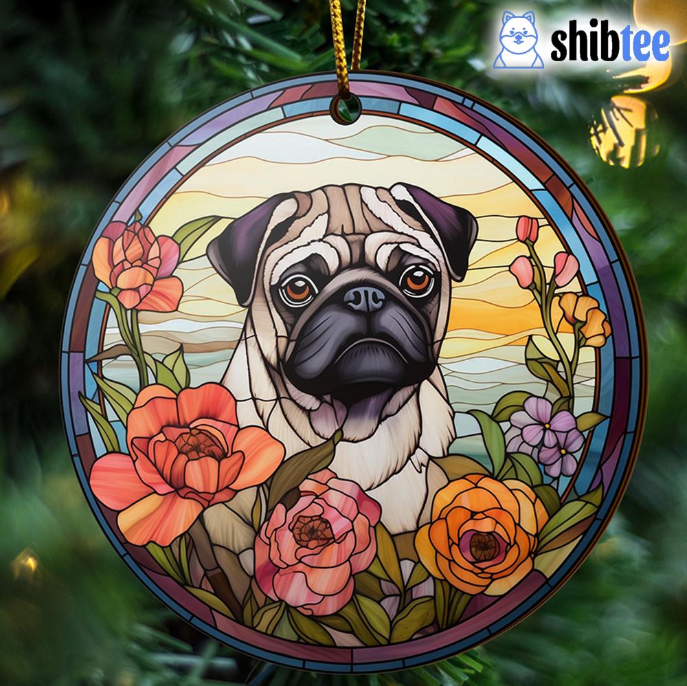 Pug Wooden Ornaments 2 Sides Pug Ornaments For Christmas Tree