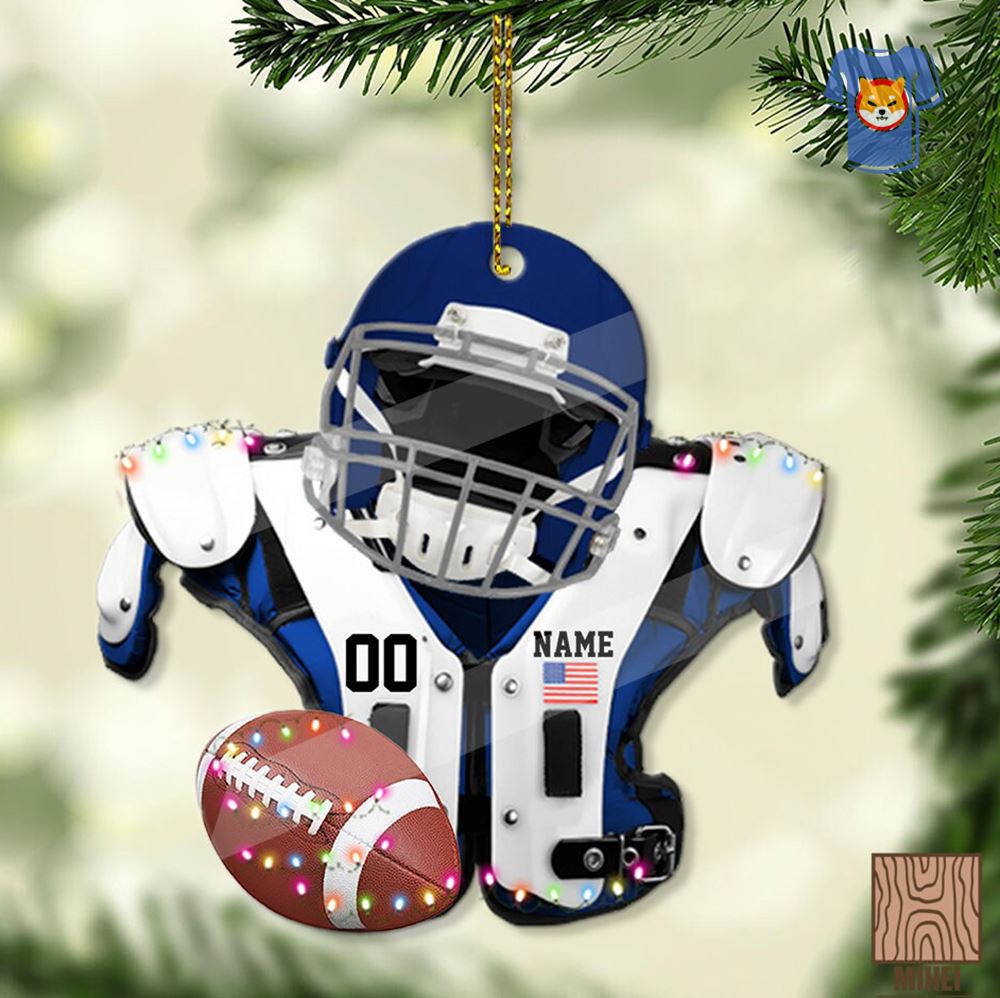 Customized American Football Christmas Ornament Personalized Shoulder Pads Helmet Ornament Football Player Decor Football Team Xmas Gift  Customized American Football Christmas Ornament Personalized Shoulder Pads Helmet Ornament Football Player Decor Football Team Xmas Gift