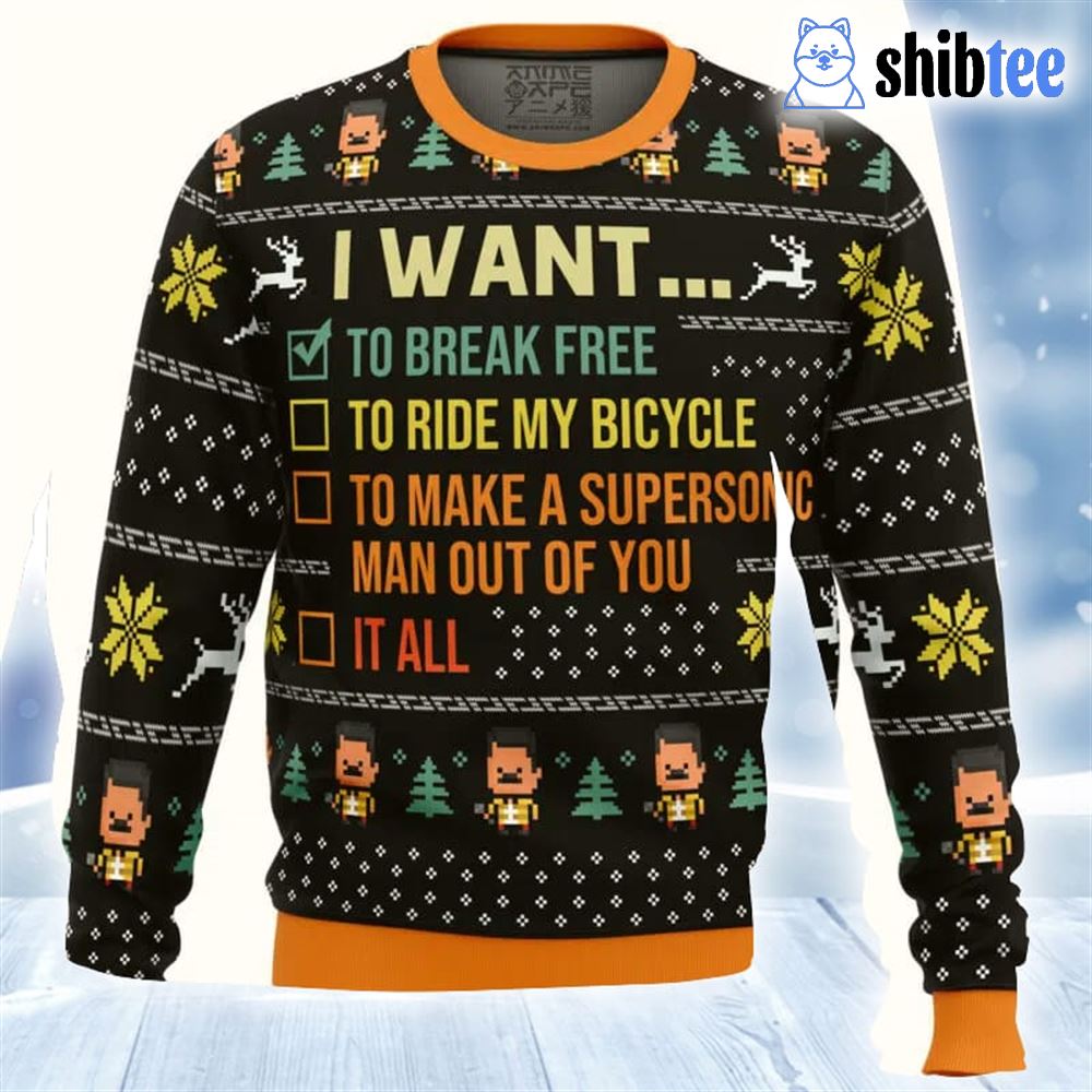 I Want To Break Free Queen AOP Ugly Christmas Sweater Christmas