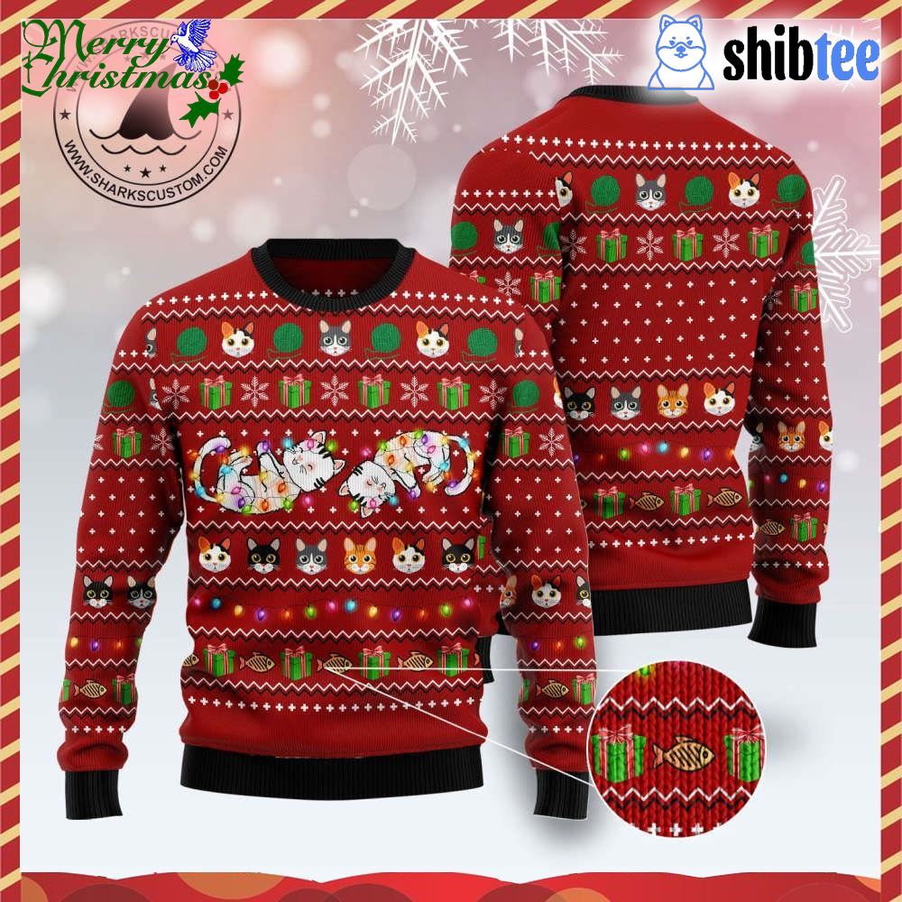 Ty0211 Cat Light Ugly Christmas Sweater – Noel Malalans Christmas Signature Ty0211 Cat Light Ugly Christmas Sweater – Noel Malalans Christmas Signature