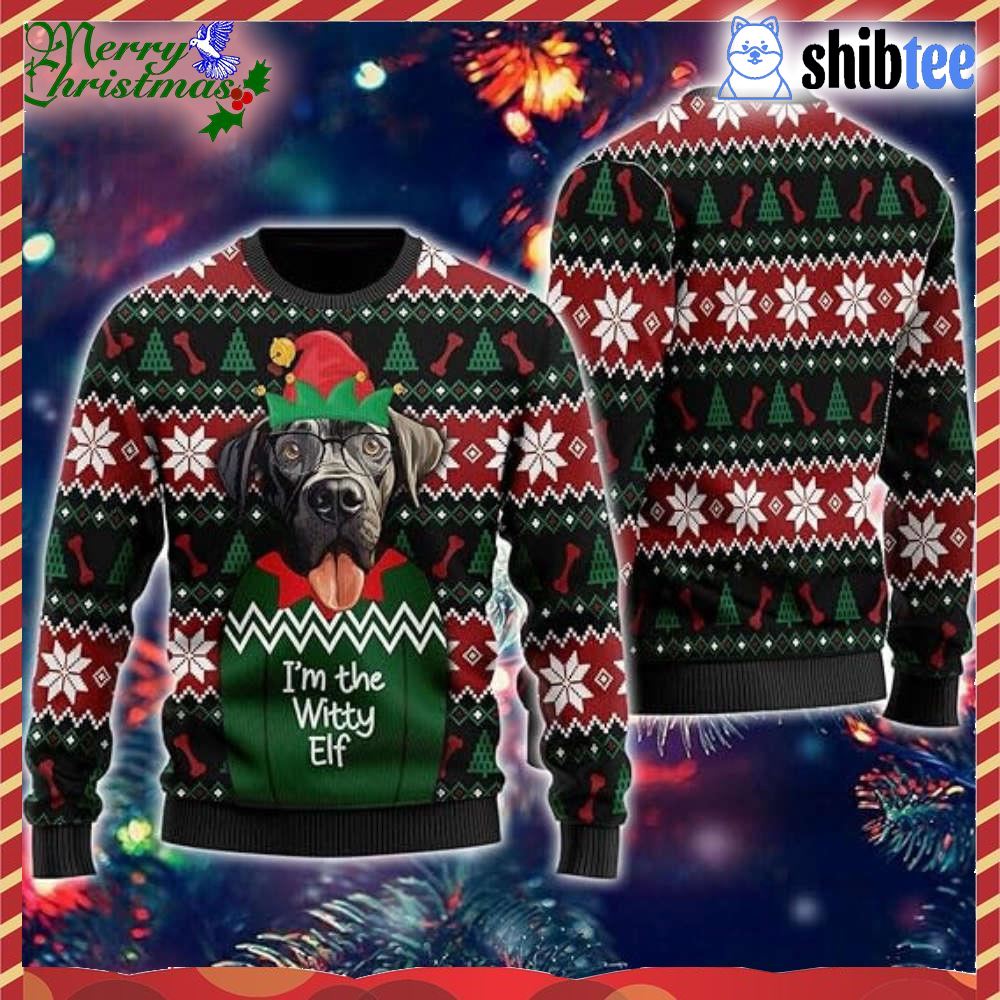 Witty Elf Dog Ugly Christmas Sweater Ugly Chirstmas Sweater Xmas Crew Neck Sweatshirt For Family Witty Elf Dog Ugly Christmas Sweater Ugly Chirstmas Sweater Xmas Crew Neck Sweatshirt For Family