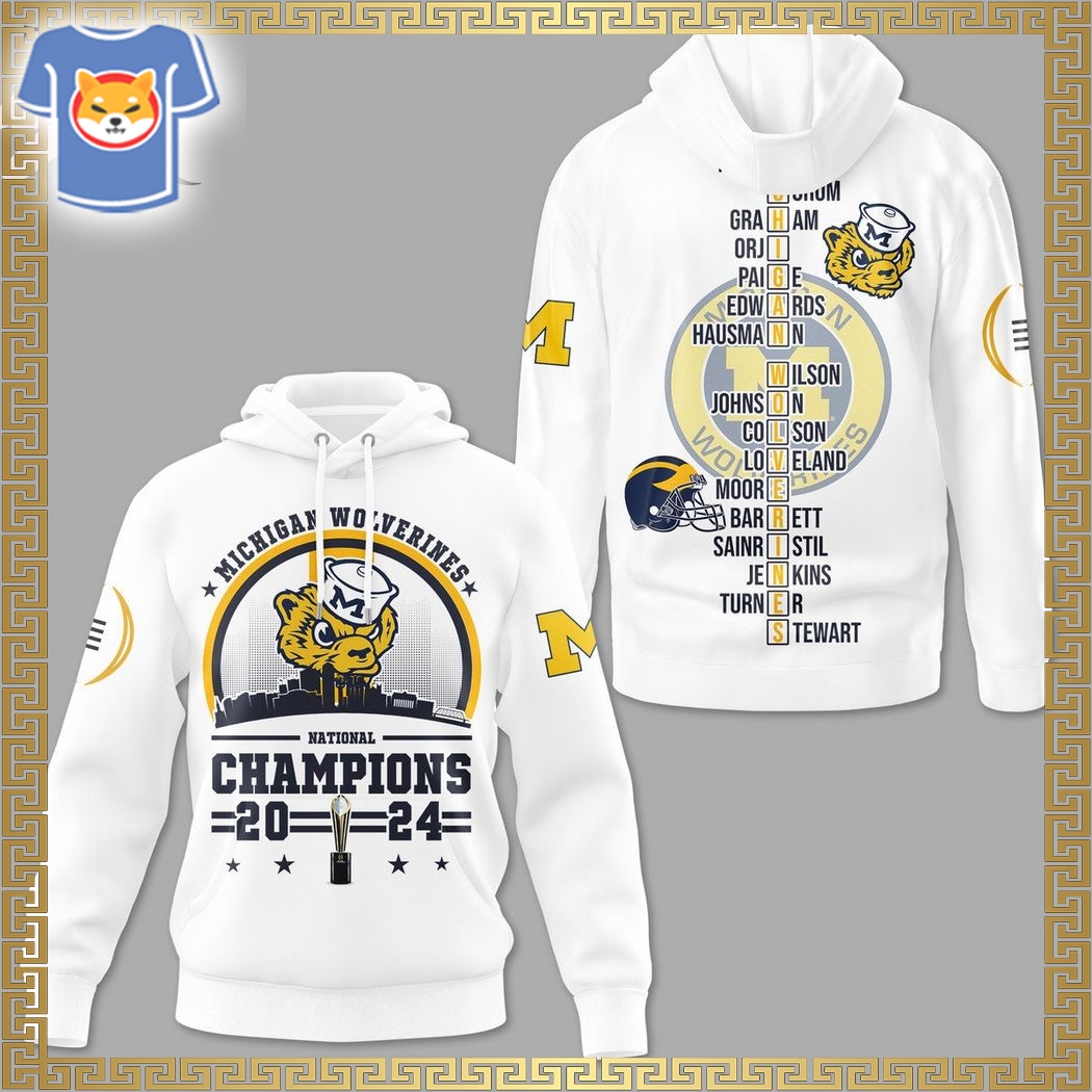 National Champions 2024 Mascot Design Michigan Wolverines Hoodie – White