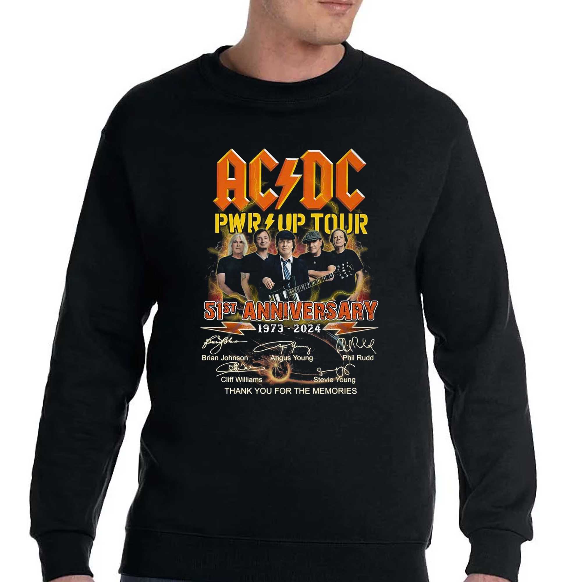 Acdc Pwr Up Tour 51st Anniversary 1973 � 2024 Thank You For The Memories T-shirt 