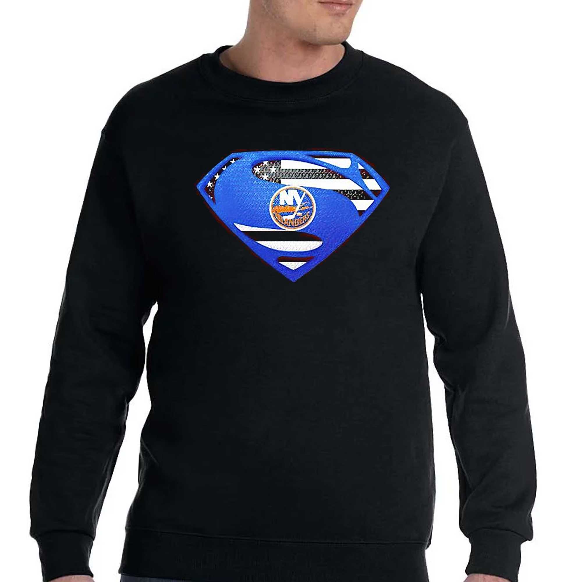 Usa Flag Inside New York Islanders Superman Shirt 